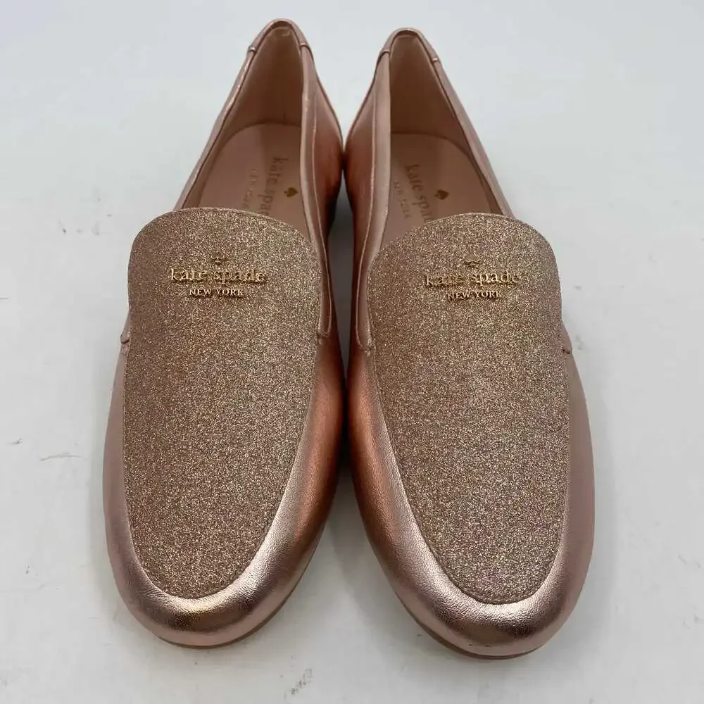 Kate Spade Pink City Nights Metallic Glitter Loafers | Women’s Size 8